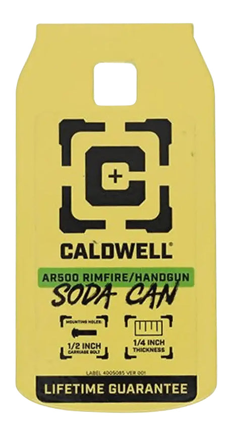 Caldwell AR500 Steel Rimfire and Handgun Soda Can Target Yellow 0.25-Inch Thick