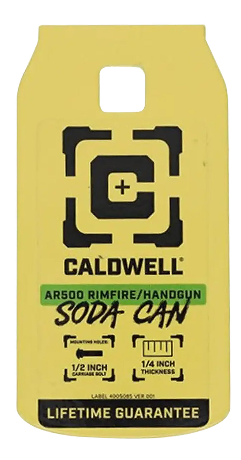 Caldwell AR500 Steel Rimfire and Handgun Soda Can Target Yellow 0.25-Inch Thick
