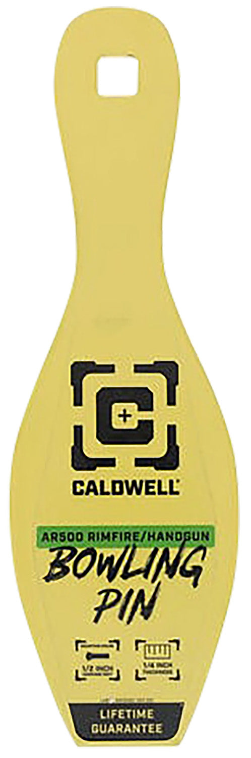 Caldwell AR500 Steel Yellow Bowling Pin Shooting Target 1/4" Thick Rimfire/Handgun