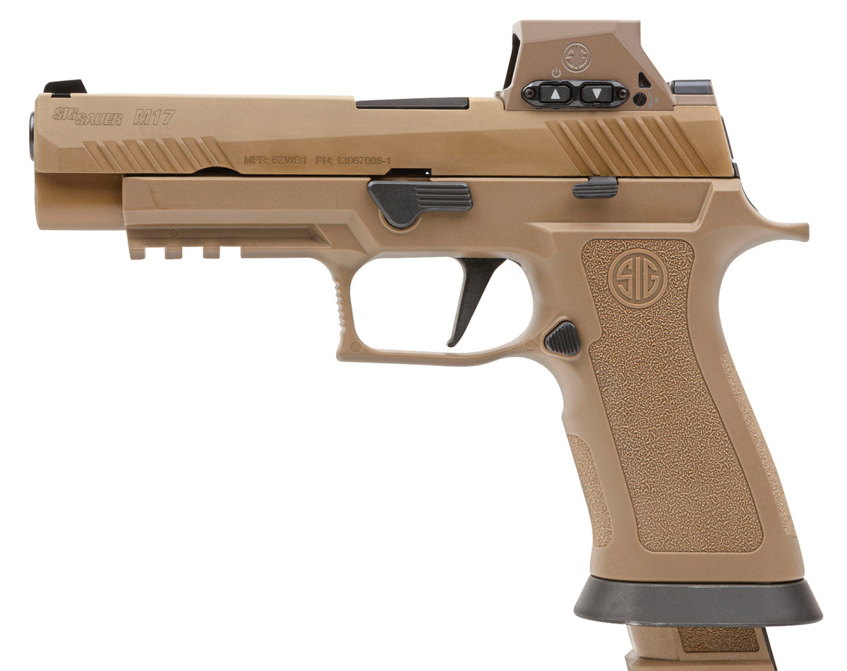 Sig Sauer M17X9RX M17X w/Optic Full Size Frame 9mm Luger 21+1 4.70" Black Barrel, Coyote PVD Optic Ready/Serrated Stainless Steel Slide & Polymer Frame w/Beavertail & Picatinny Rail, Sig ROMEOM17