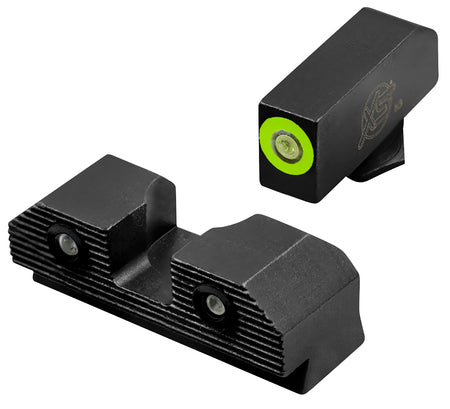 XS Sights R3D 2.0 Tritium Night Sight Set Glock Green Outline Front Green Tritium Rear GLR201P6G