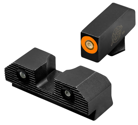 XS Sights R3D 2.0 Tritium Night Sight Set Glock Orange Outline Front Green Tritium Rear GLR201P6N