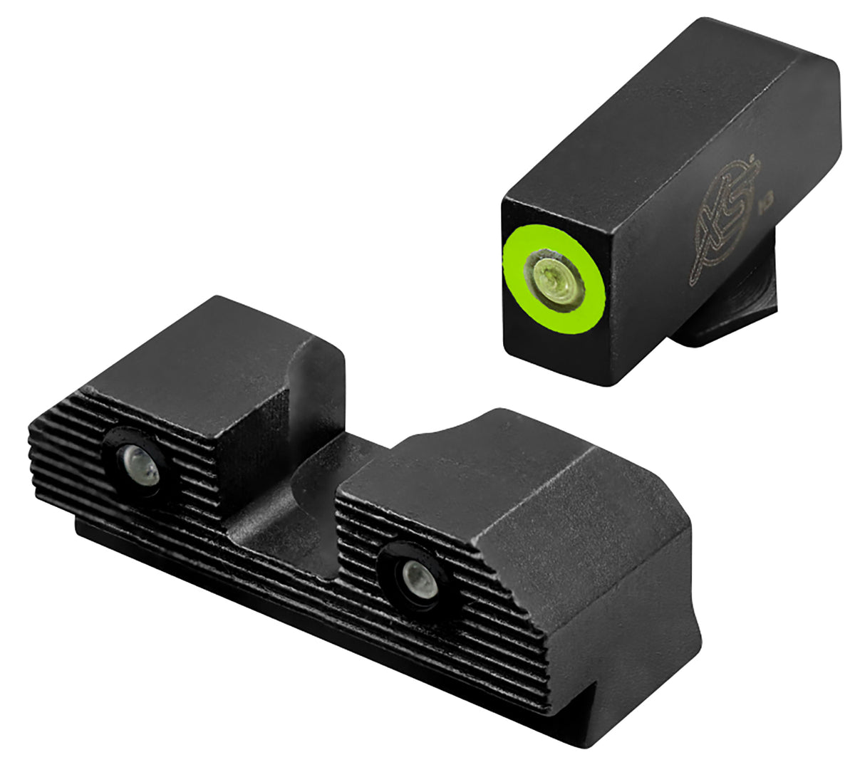 XS Sights R3D 2.0 Tritium Night Sight Set Glock Green Outline Green Tritium Front and Rear GLR203P6G