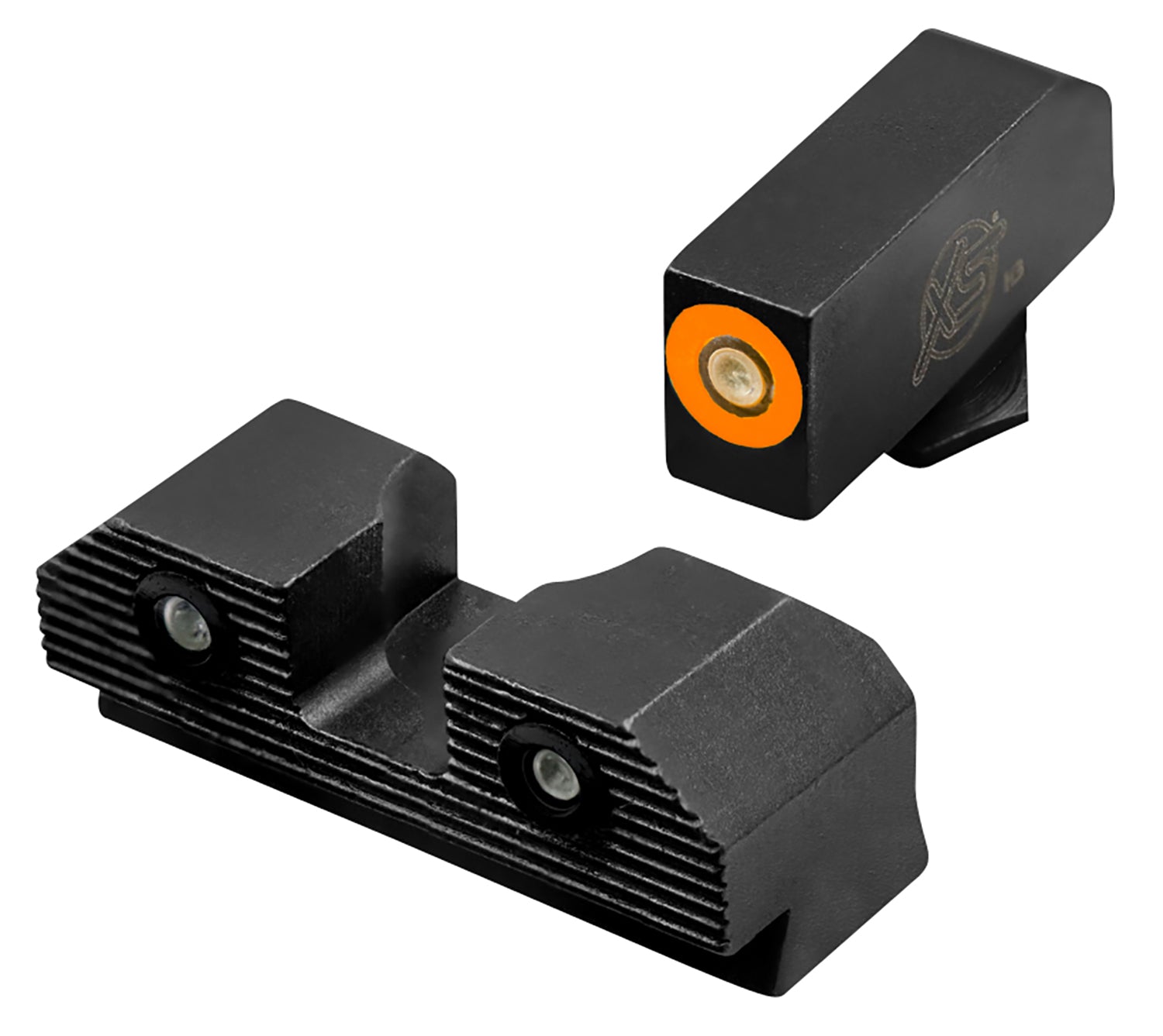 XS Sights R3D 2.0 Tritium Night Sight Set Glock Orange Outline Front Green Tritium Rear GLR203P6N