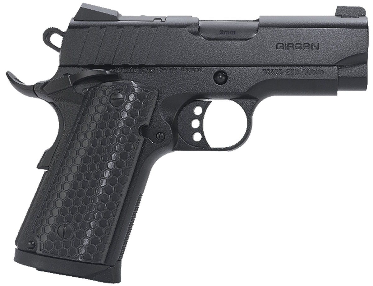 Girsan MC1911 SC Influencer Sub-Compact 9mm Luger 7+1 3.40" Pistol - Blued Barrel, Cerakote Optic Ready Slide & Frame, Gray Grip