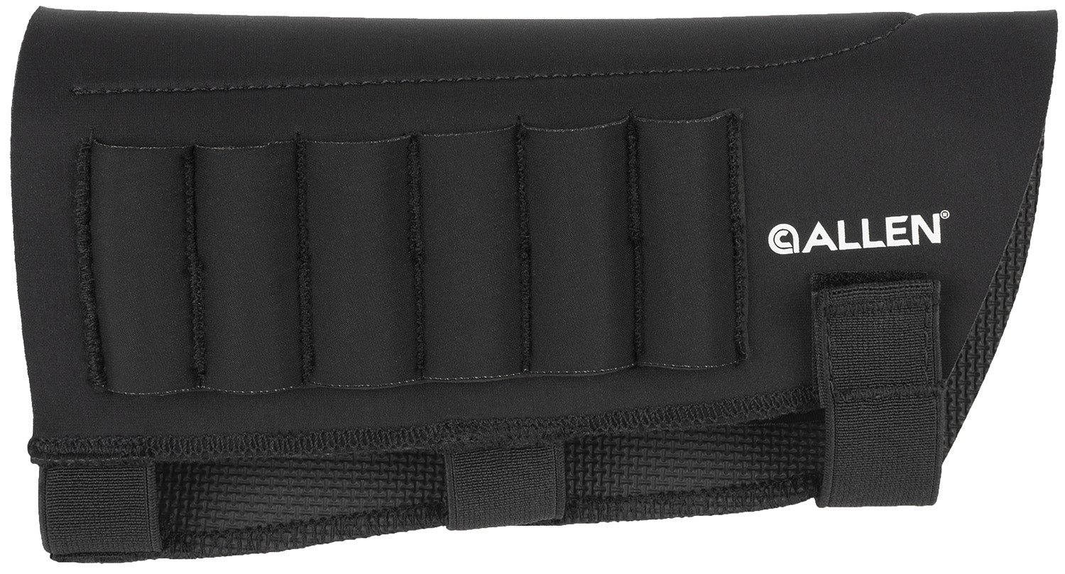 Allen Mesa Buttstock Cartridge Carrier, 6-Round, .223 to 300 Win Magnum, Neoprene, Black