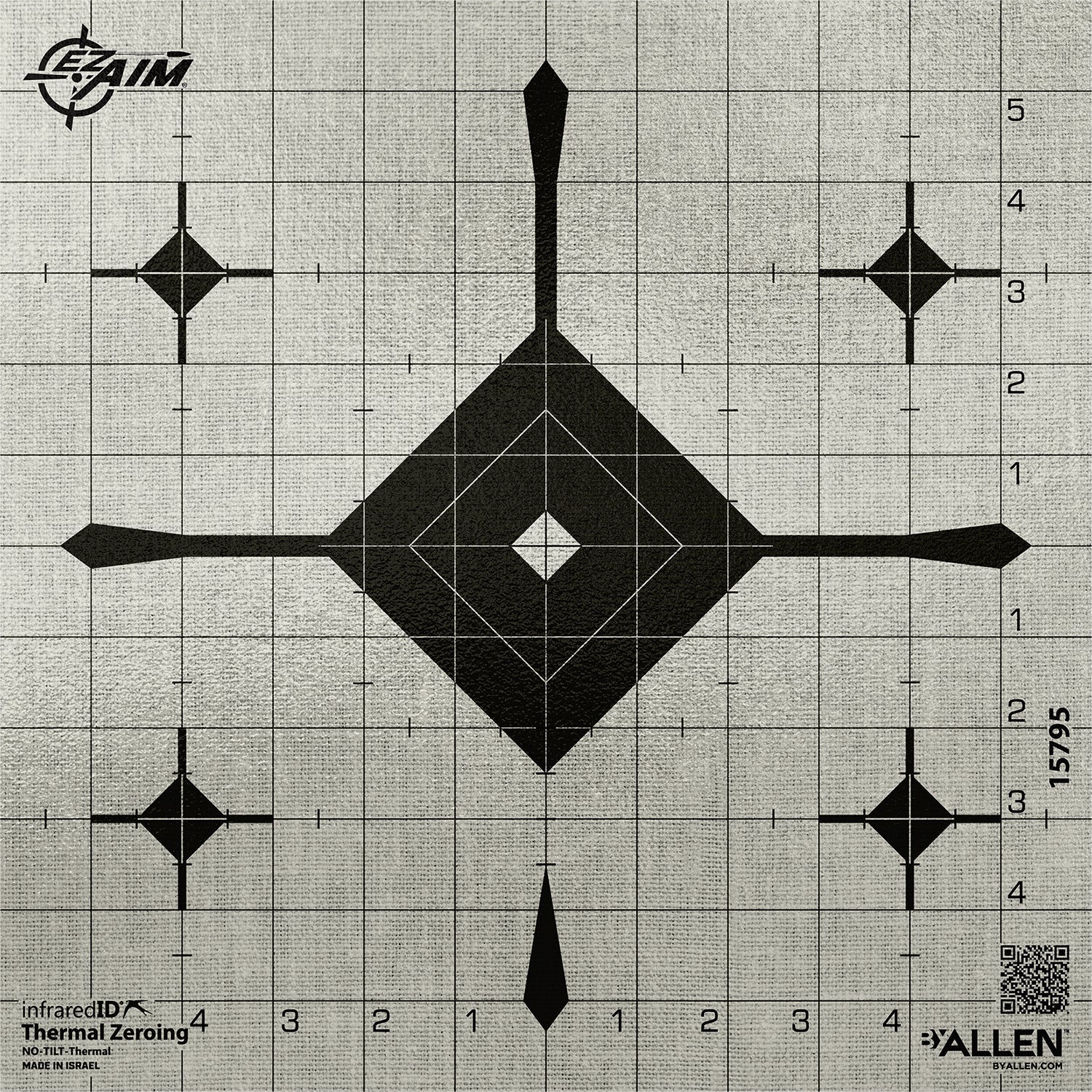 EZ-Aim 15795 Thermal ID Adhesive Grid Bullseye Paper Target 12" x 12" Gray