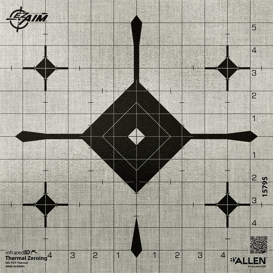 EZ-Aim 15795 Thermal ID Adhesive Grid Bullseye Paper Target 12" x 12" Gray