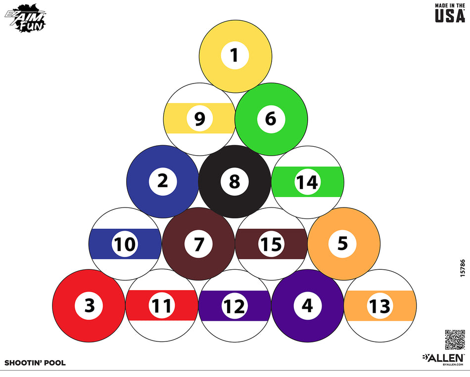 EZ-Aim 15786 Shootin' Pool Hanging Paper Target 24" x 19" Multi-Color 4-Pack