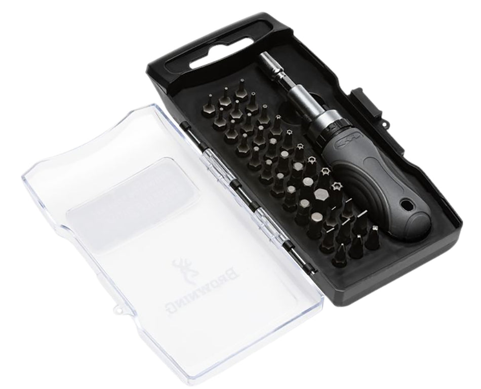 Browning 12450 38-Piece Gun and Optic Tool Kit Metric SAE Hex Torx Phillips Flathead Ratcheting Screwdriver