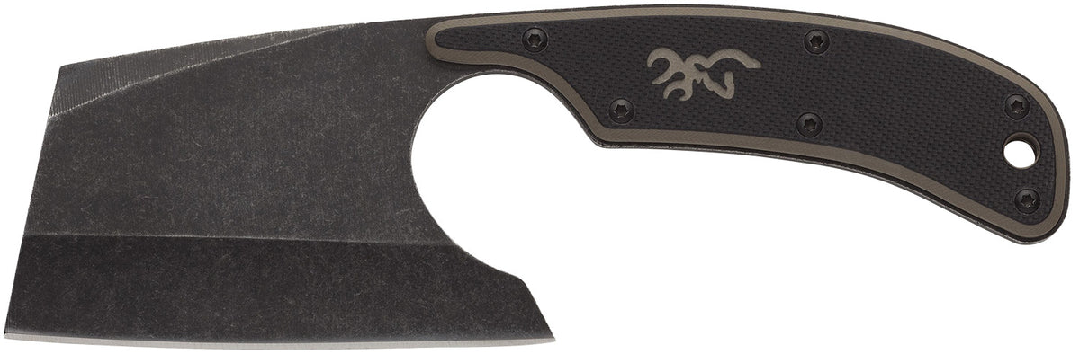 Browning 3220322 Cutoff Camp 2.50" Fixed Cleaver Black Oxide Stonewashed 9Cr14MoV Stainless Steel Blade Black Tan G10