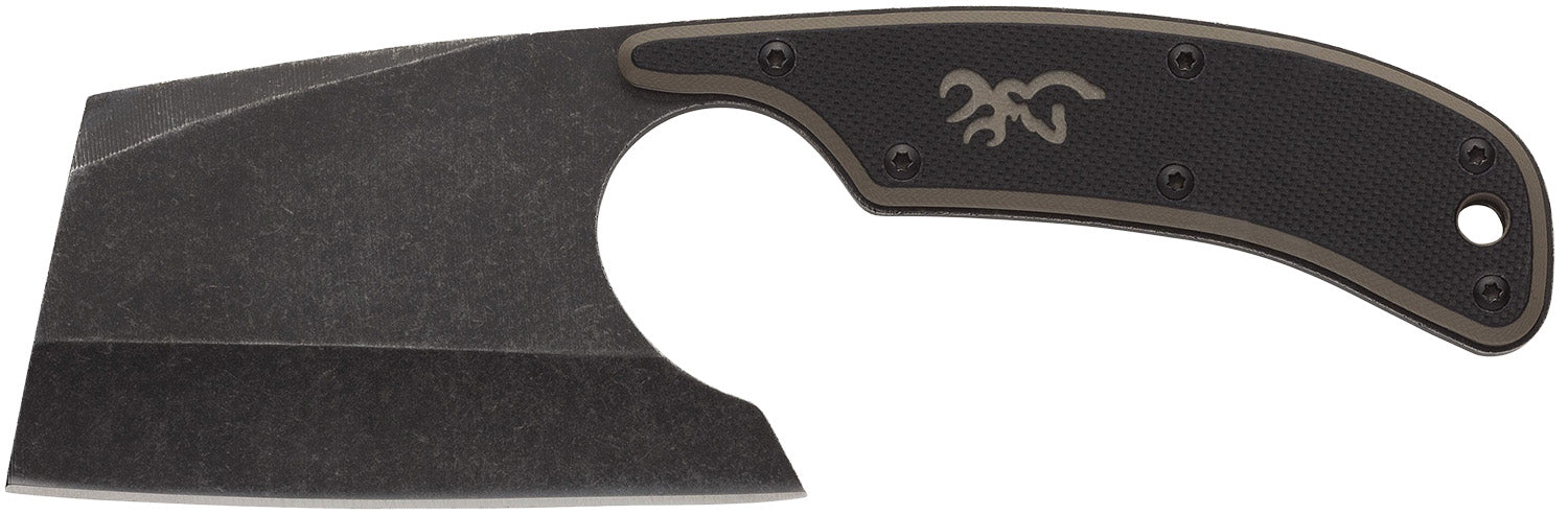 Browning 3220322 Cutoff Camp 2.50" Fixed Cleaver Black Oxide Stonewashed 9Cr14MoV Stainless Steel Blade Black Tan G10