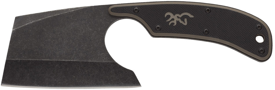 Browning 3220322 Cutoff Camp 2.50" Fixed Cleaver Black Oxide Stonewashed 9Cr14MoV Stainless Steel Blade Black Tan G10