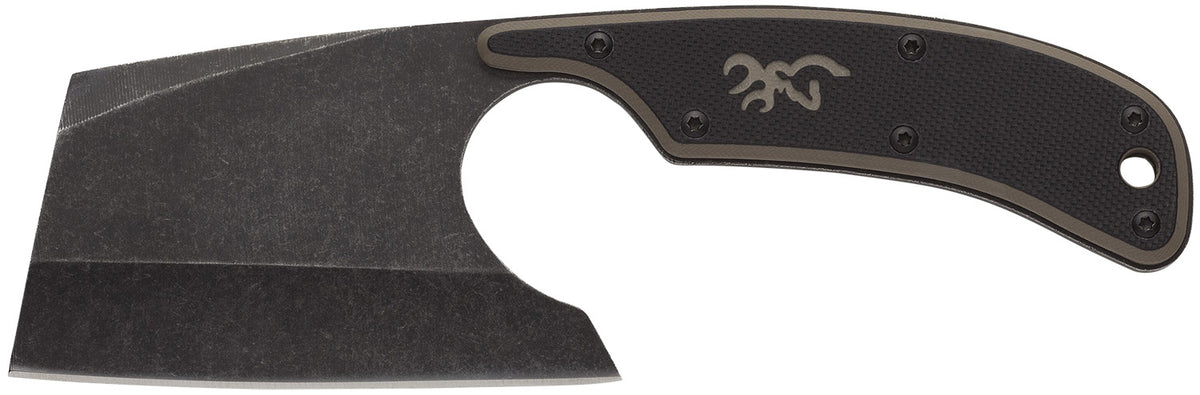 Browning 3220322B Cutoff Camp 2.50" Fixed Cleaver Boxed Black Oxide Stonewashed 9Cr14MoV Stainless Blade Black Tan G10