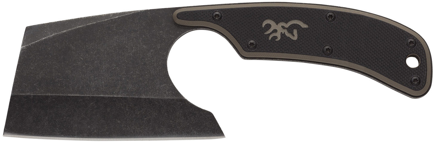 Browning 3220322B Cutoff Camp 2.50" Fixed Cleaver Boxed Black Oxide Stonewashed 9Cr14MoV Stainless Blade Black Tan G10
