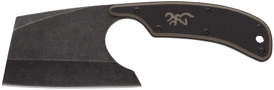 Browning 3220322B Cutoff Camp 2.50" Fixed Cleaver Boxed Black Oxide Stonewashed 9Cr14MoV Stainless Blade Black Tan G10