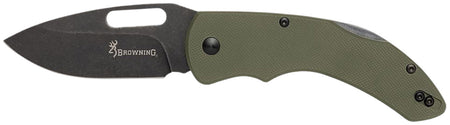 Browning 3220506B Hidden Hollow EDC Large 3" Folding Drop Point Stonewashed D2 Steel OD Green G10 Boxed