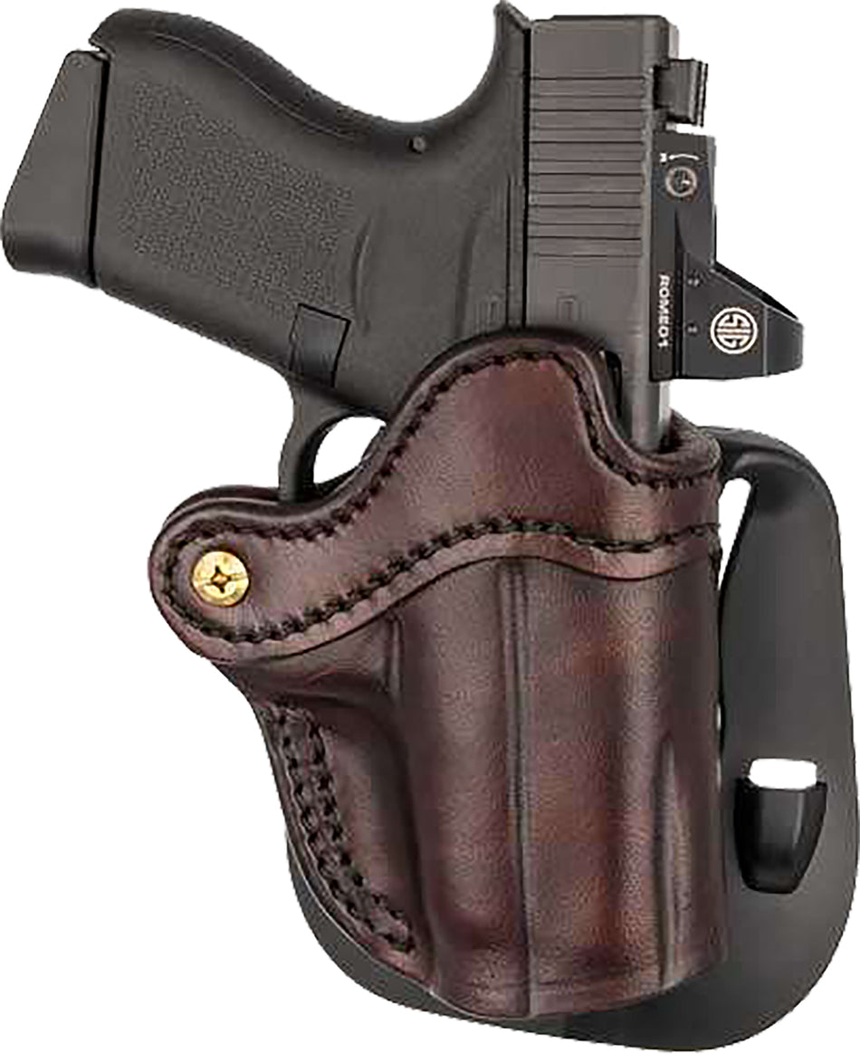1791 Gunleather OWB Optics Ready Paddle Holster Compact Right Hand Signature Brown Leather