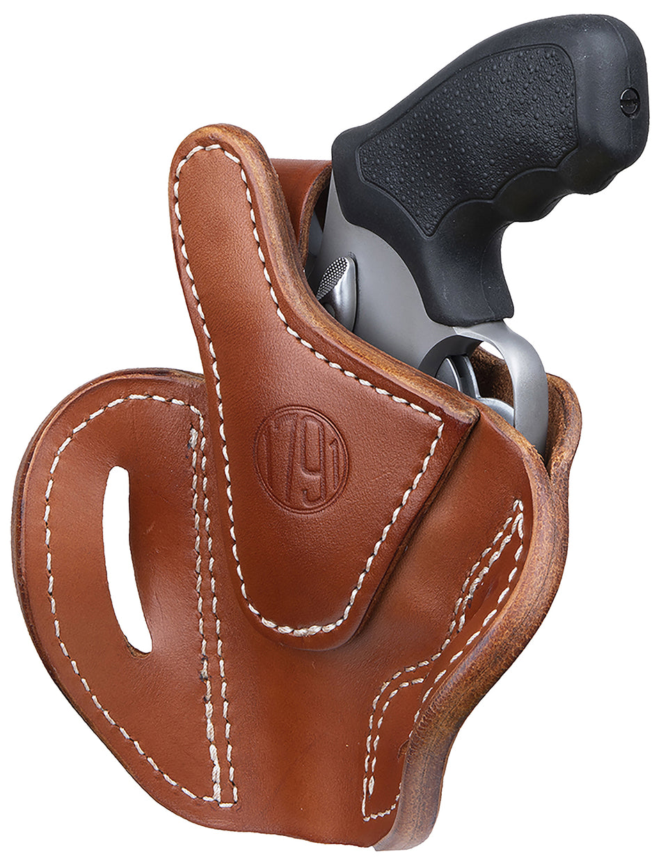 1791 Gunleather RVHX-2S OWB Size 02S K/L-Frame Classic Brown Leather Holster Belt Slide Right Hand Up to 3" Barrel