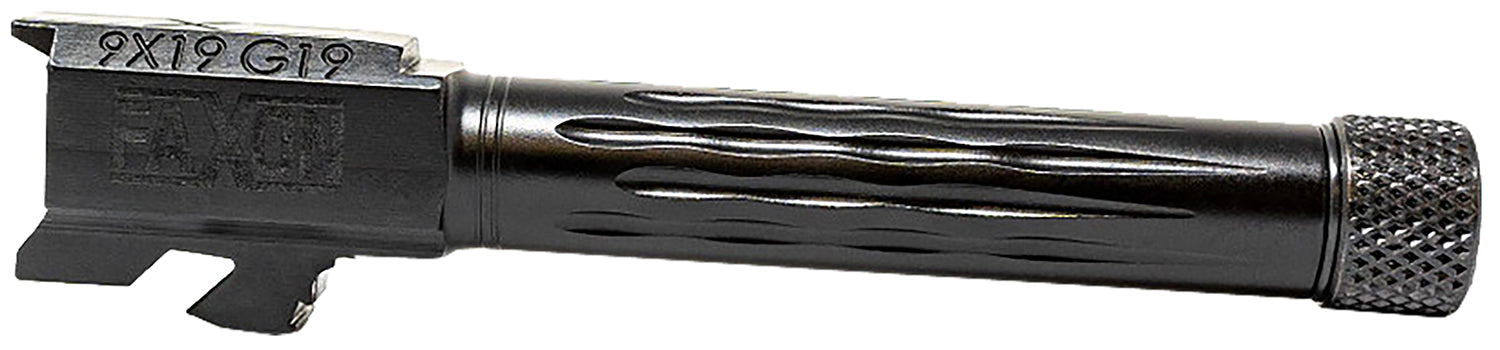 Faxon Match Series 9mm Glock 19/Glock 45 Compatible Flame Fluted Black Nitride 416R Stainless Barrel
