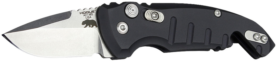 Hogue 24120 A01 Microswitch Folder 1.95" Drop Point Blade, Stone Tumbled 154CM SS, Matte Black Aluminum Handle