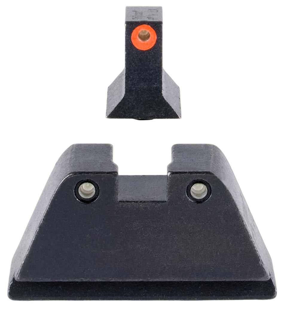 Trijicon Suppressor Height Sights GL201C601134 Green Tritium Orange Outline Front Black Outline Rear Glock 17 17L 19 22 Standard Frame
