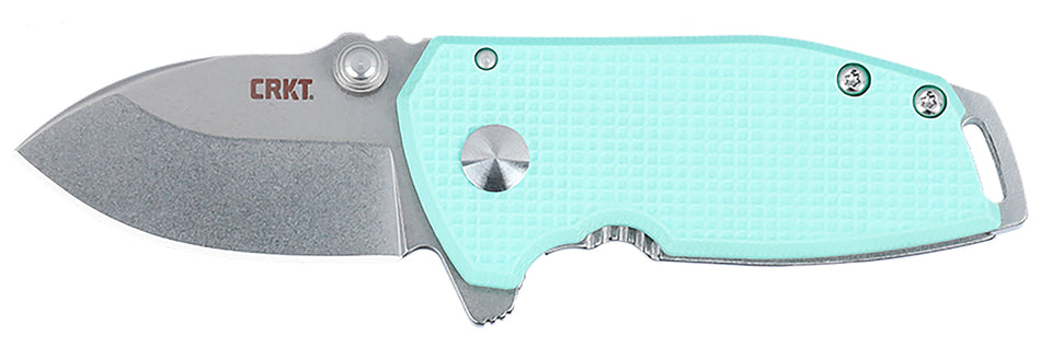 CRKT SQUID Compact Folding Knife 1.75" Drop Point Plain D2 Blade, Blue G10/SS Handle with Flipper and Thumb Stud
