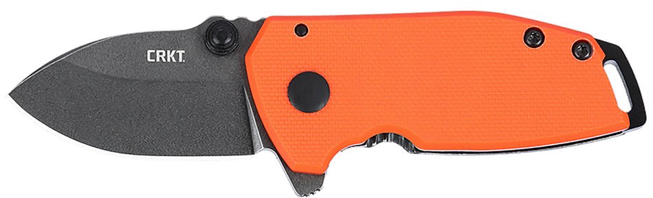 CRKT SQUID Compact Folding Knife 1.75" Plain D2 Drop Point Blade, Blaze Orange G10/SS Handle, Assisted Opening