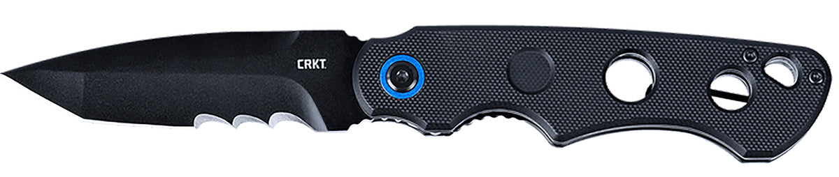 CRKT A.B.C. Folding Knife 3.39" Tanto Veff Serrated Black Oxide Sandvik 12C27 Blade, Black G10 Handle, Assisted Opening