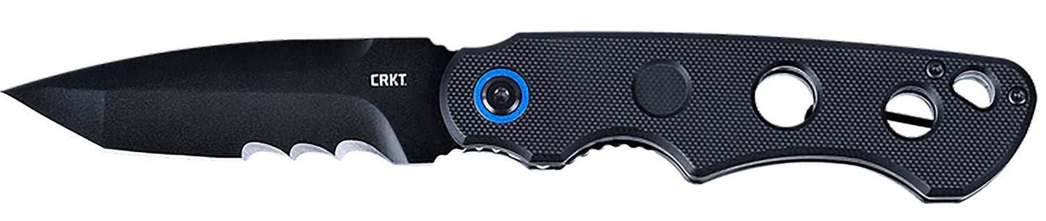 CRKT A.B.C. Folding Knife 3.39" Tanto Veff Serrated Black Oxide Sandvik 12C27 Blade, Black G10 Handle, Assisted Opening