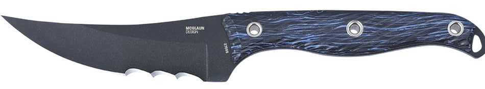 CRKT Clever Girl Fixed Blade Knife 4.60" Veff Serrated Black Powder Coat SK-5 Blade, Blue Marbled G10 Handle