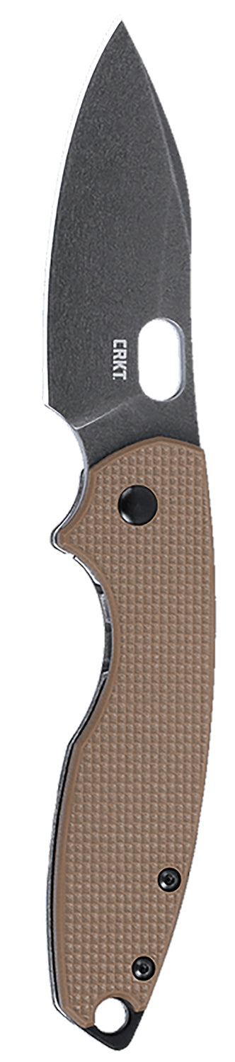 CRKT Pilar III Folding Knife 2.97" Plain Spear Point D2 Blade, Brown G10/SS Handle, Urban EDC Design