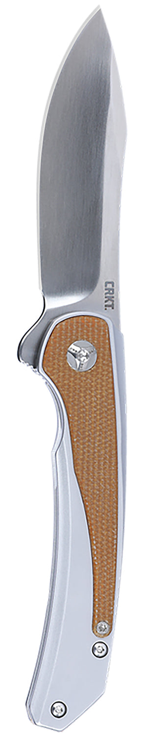 CRKT Padawan 6070 3.01" Wharncliffe Plain 14C28N Steel Folding Knife, SS Frame with Coyote Tan G10 Overlays