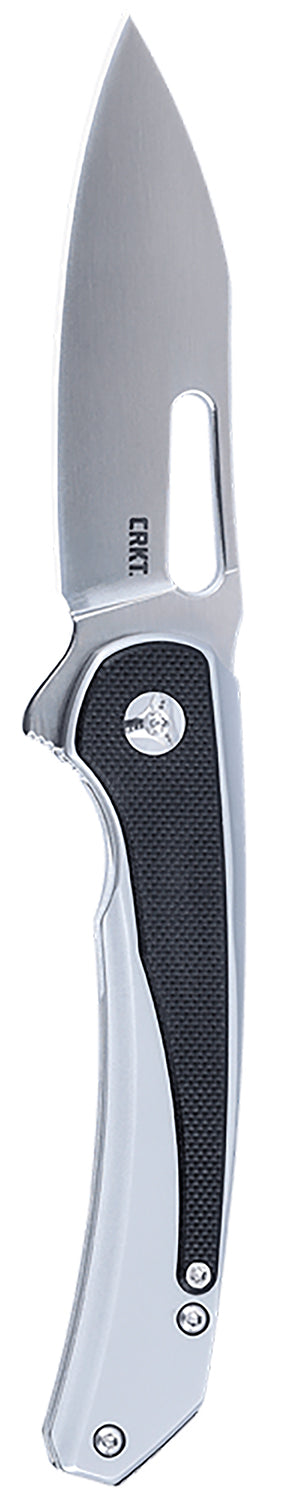 CRKT Padawan 6075 3.01" Wharncliffe Plain 14C28N Steel Folding Knife, SS Frame with Black G10 Overlays