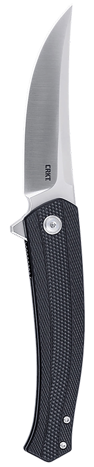 CRKT Persian 7060 3.44" Trailing Point Satin D2 Steel Assisted Opening Folder, Black GRN Handle