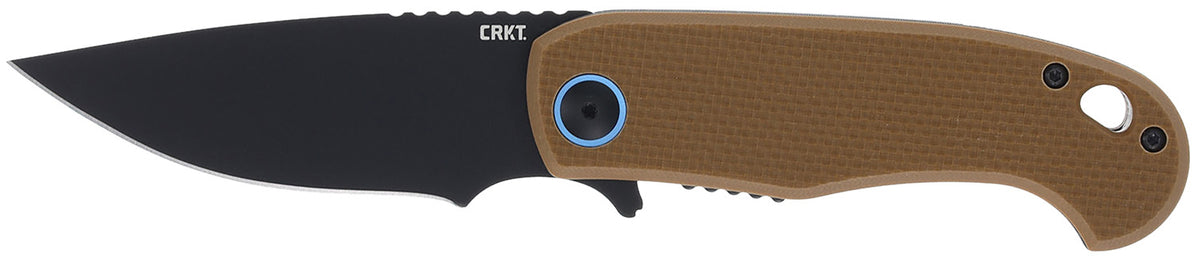 CRKT P.S.D. II 7910 3.03" Drop Point Black EDP AUS-10 Assisted Opening Folder, Coyote Tan G10 Handle