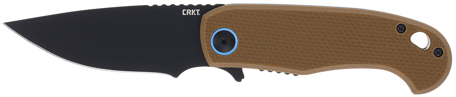 CRKT P.S.D. II 7910 3.03" Drop Point Black EDP AUS-10 Assisted Opening Folder, Coyote Tan G10 Handle