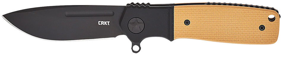 CRKT Homefront Compact K245BKP 2.91" Drop Point Black DLC S35VN Steel Liner Lock Folder, Black/Tan G10 Handle