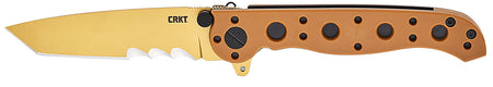 CRKT M16 EDC M16-10DZ 3.03" Tanto Part-Serrated D2 Steel Folder with Veff Serrations, Desert Tan GRN Handle