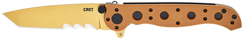 CRKT M16 EDC M16-10DZ 3.03" Tanto Part-Serrated D2 Steel Folder with Veff Serrations, Desert Tan GRN Handle