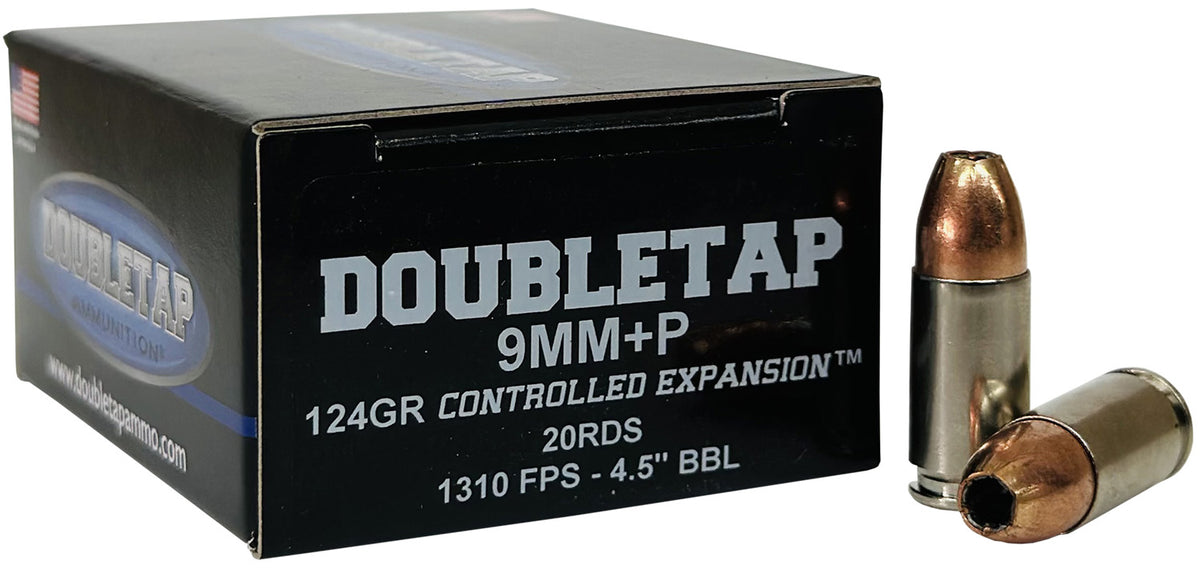 DoubleTap 9mm Luger/Parabellum 9MM124HP20 +P Hollow Point HP 124 Grain