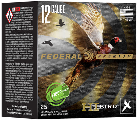 Federal 12 Gauge Shotgun Shells Premium Hi-Bird Fiber Wad Bismuth #5 1-1/4 oz 2.75 in