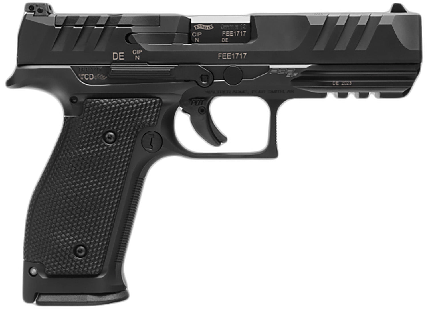Walther, PDP Steel Frame, Striker Fired, Semi-automatic, Metal Frame Pistol, Full Size, 9MM, 4.50" Barrel, Matte Finish, Black, Optics Ready, Adjustable Rear Sight, 18 Rounds, 3 Magazines