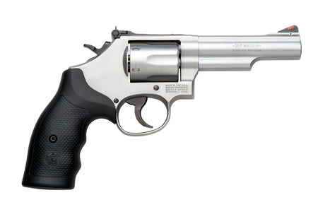 Smith & Wesson 162662 Model 66 357 Mag or 38 S&W Spl +P Stainless Steel 4.25" Barrel, 6 Shot Matte Stainless Steel K-Frame, Red Ramp Front/White Outline Rear Sights, Internal Lock