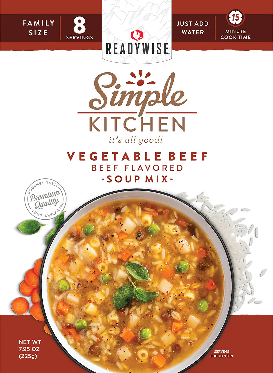 ReadyWise RWSK05067 Simple Kitchen Vegetable Beef Soup 6-Count Case 8 Servings Each