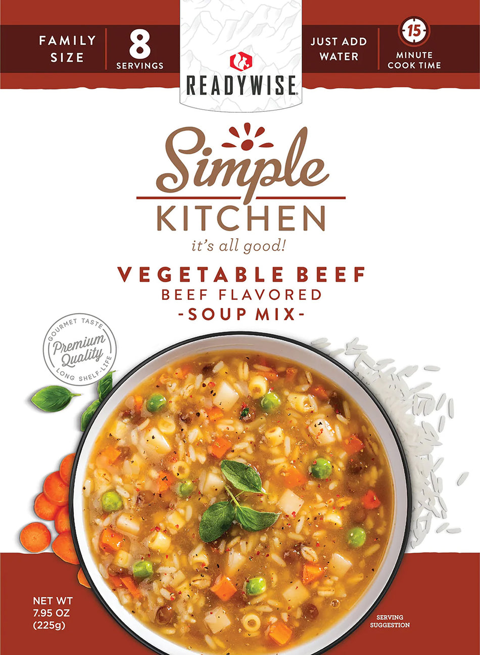 ReadyWise RWSK05067 Simple Kitchen Vegetable Beef Soup 6-Count Case 8 Servings Each