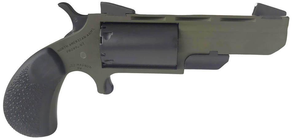 NAA Green Huntsman Conversion .22 LR/.22 Mag 5-Round Revolver, 2" Heavy Vent Rib Barrel, OD Green Cerakote Frame, Black Cobblestone Grip