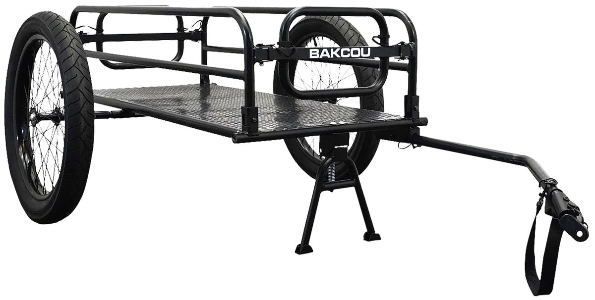 Bakcou AFCT Cargo E-Bike Trailer with Kickstand Black 70" Canvas Liner Fat Tires 150-200 lb Capacity