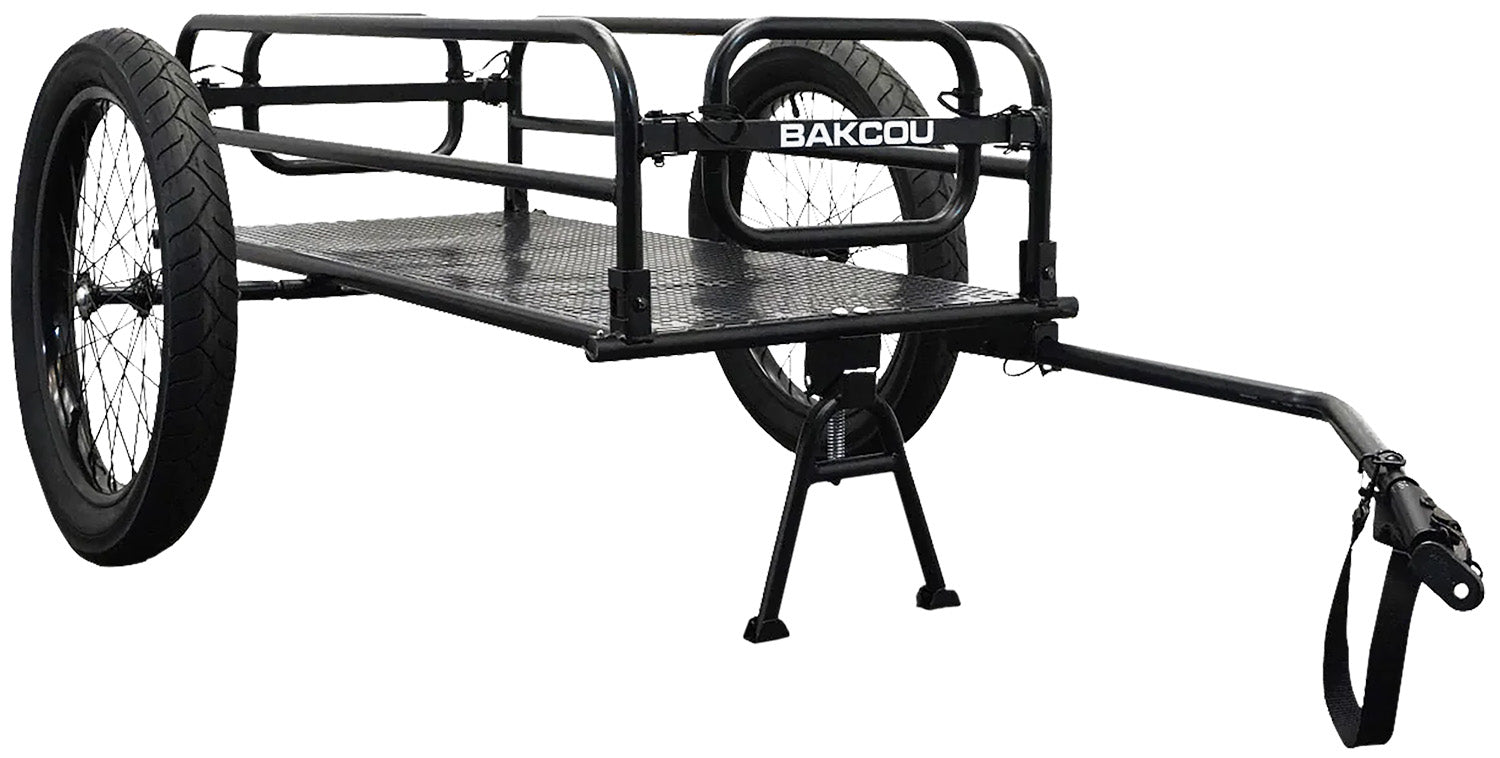 Bakcou AFCT Cargo E-Bike Trailer with Kickstand Black 70" Canvas Liner Fat Tires 150-200 lb Capacity