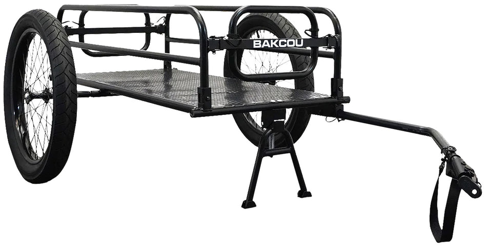 Bakcou AFCT Cargo E-Bike Trailer with Kickstand Black 70" Canvas Liner Fat Tires 150-200 lb Capacity